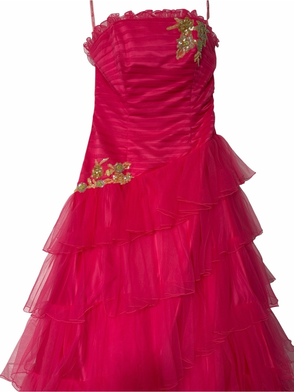 Maggie Sottero Vintage Pink Pageant Strapless Ruffle Ballgown Evening Wear sz 12 - Picture 3 of 9